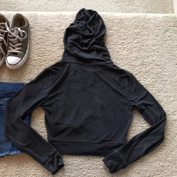 Charcoal Hooded, Cropped Jacket - Picture 7 of 8